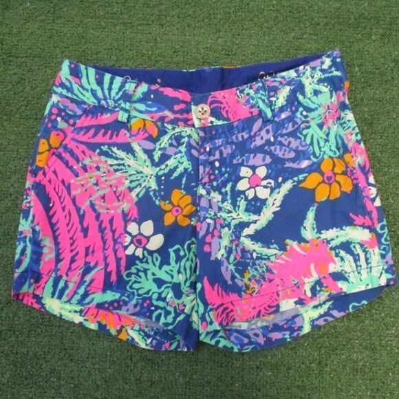 Lilly Pulitzer Blue Neon Pink Callahan Shorts 00 - Picture 1 of 6